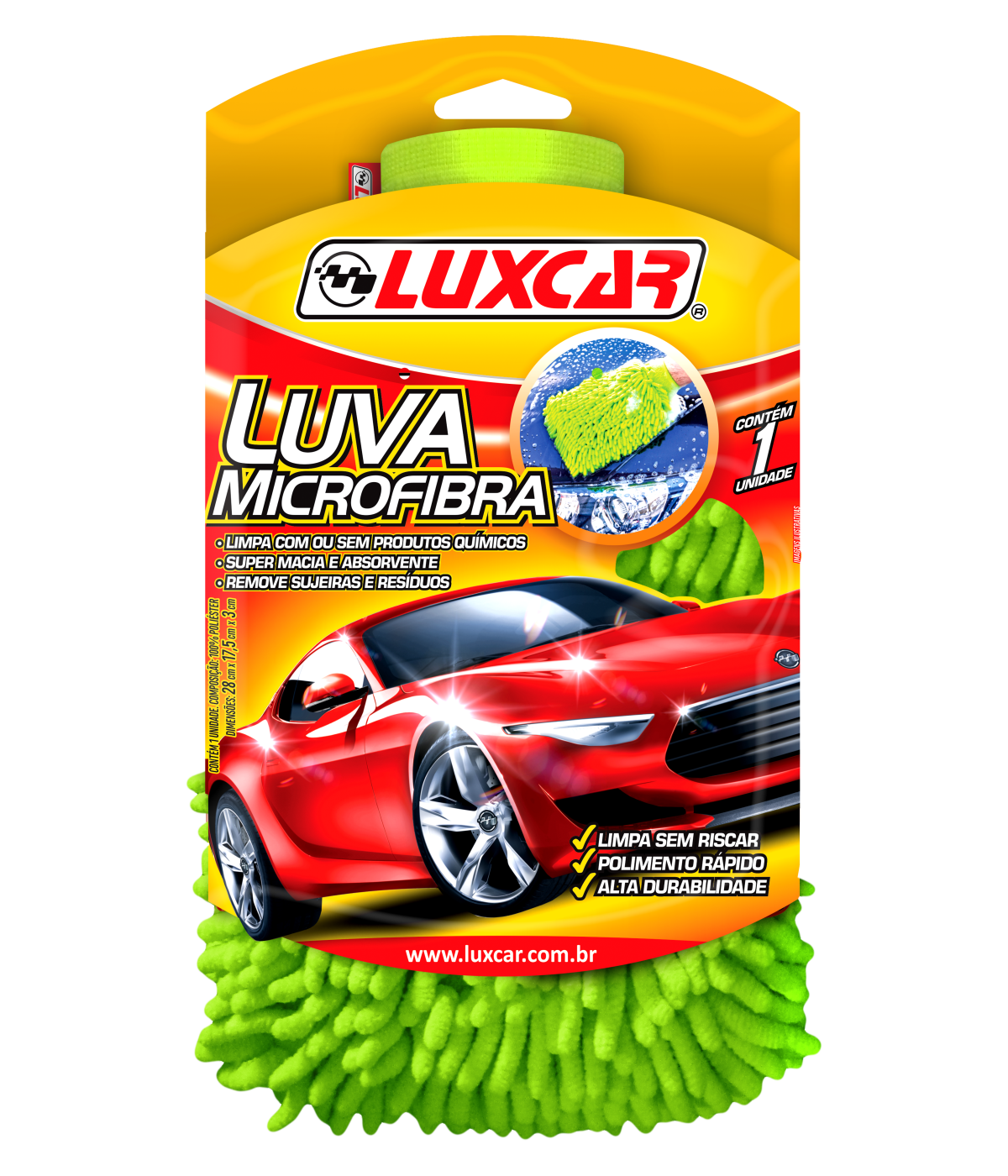 Luva microfibra automotiva Luxcar.